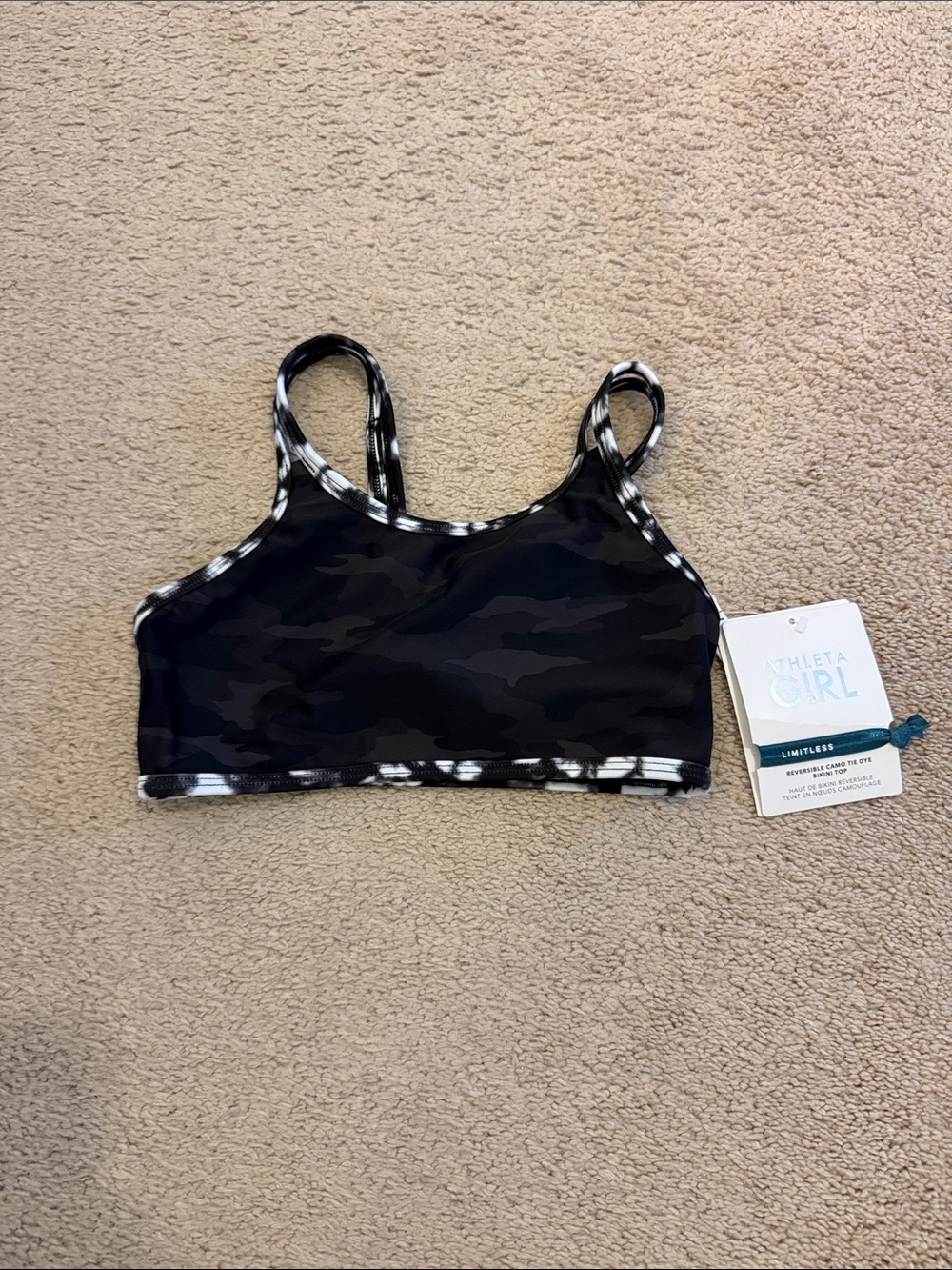 Athleta Girl Reversible Camp Tie Dye Bikini top